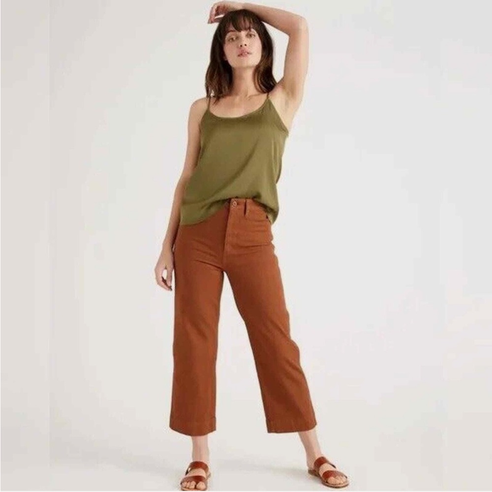 Quince Stretch Cotton Twill Wide-Leg Crop Pant